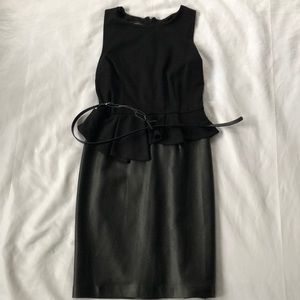 INC Peplum Dress w/Faux Leather